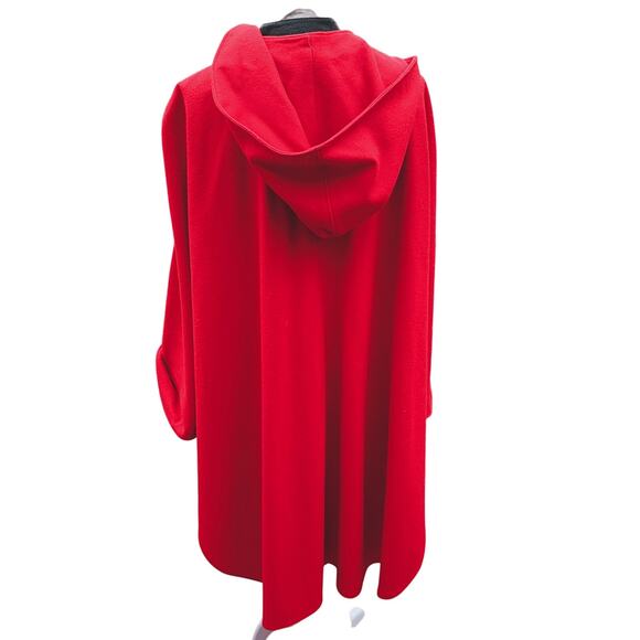 VTG 1970s Salzburg Austria Red Wool Cape Cloak Hooded Embroidered 38 - Picture 6 of 16